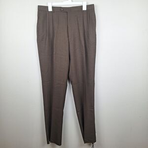 Austin Reed Pleated Houndstooth Mens Pants 35W Unhemmed Worsted Wool & Polyester